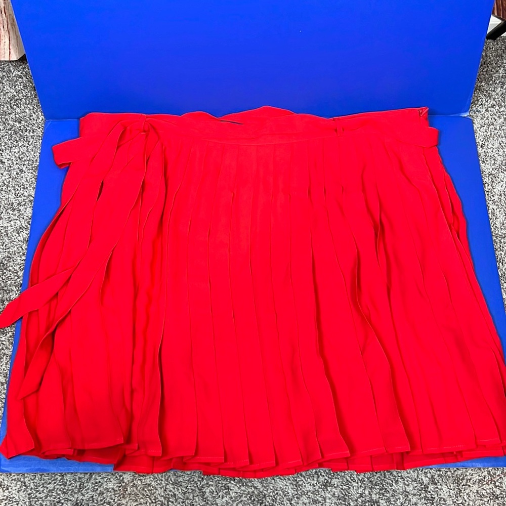 Modcloth Pleated Belted Red Skirt 26